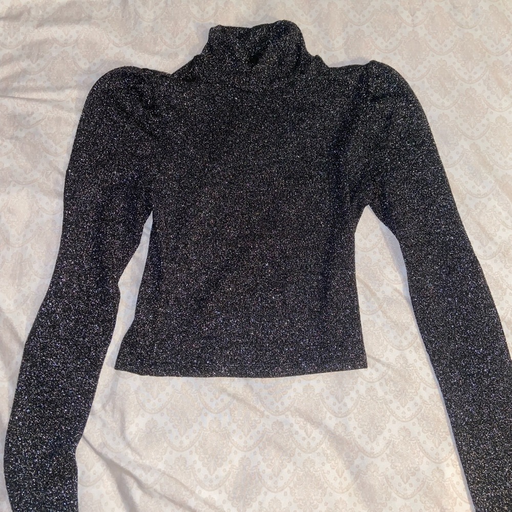 Black sequin turtle neck